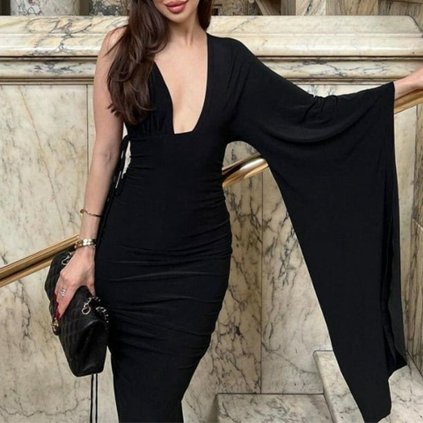 Vestido Vestido ajustado para mujer, vestido largo elegante sin espalda, vestido  negro de verano, atuendo diario Ygjytge Negro T M para Mujer
