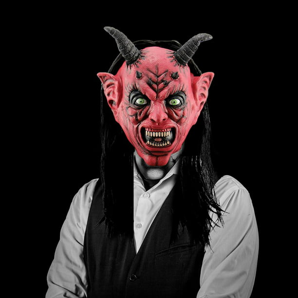 Máscara de miedo de látex Máscara realista de diablo de Satanás Decoración  de fiesta temática horrible de Halloween Hugtrwg Para estrenar