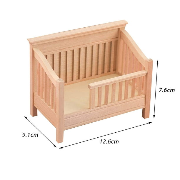Mini cuna de madera para bebé, accesorios en miniatura para casa