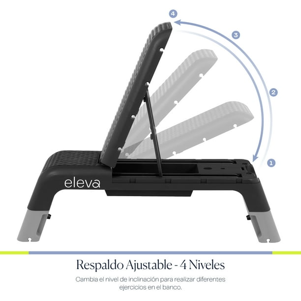 Banco De Ejercicio Eleva ELEVA-BM Multiposiciones C/Altura Ajustable Color  Negro Gris