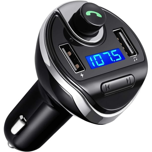 Transmisor FM Bluetooth para kit de adaptador de radio inalámbrico para  automóvil, micrófono dual de llamadas manos libres, cargador USB para