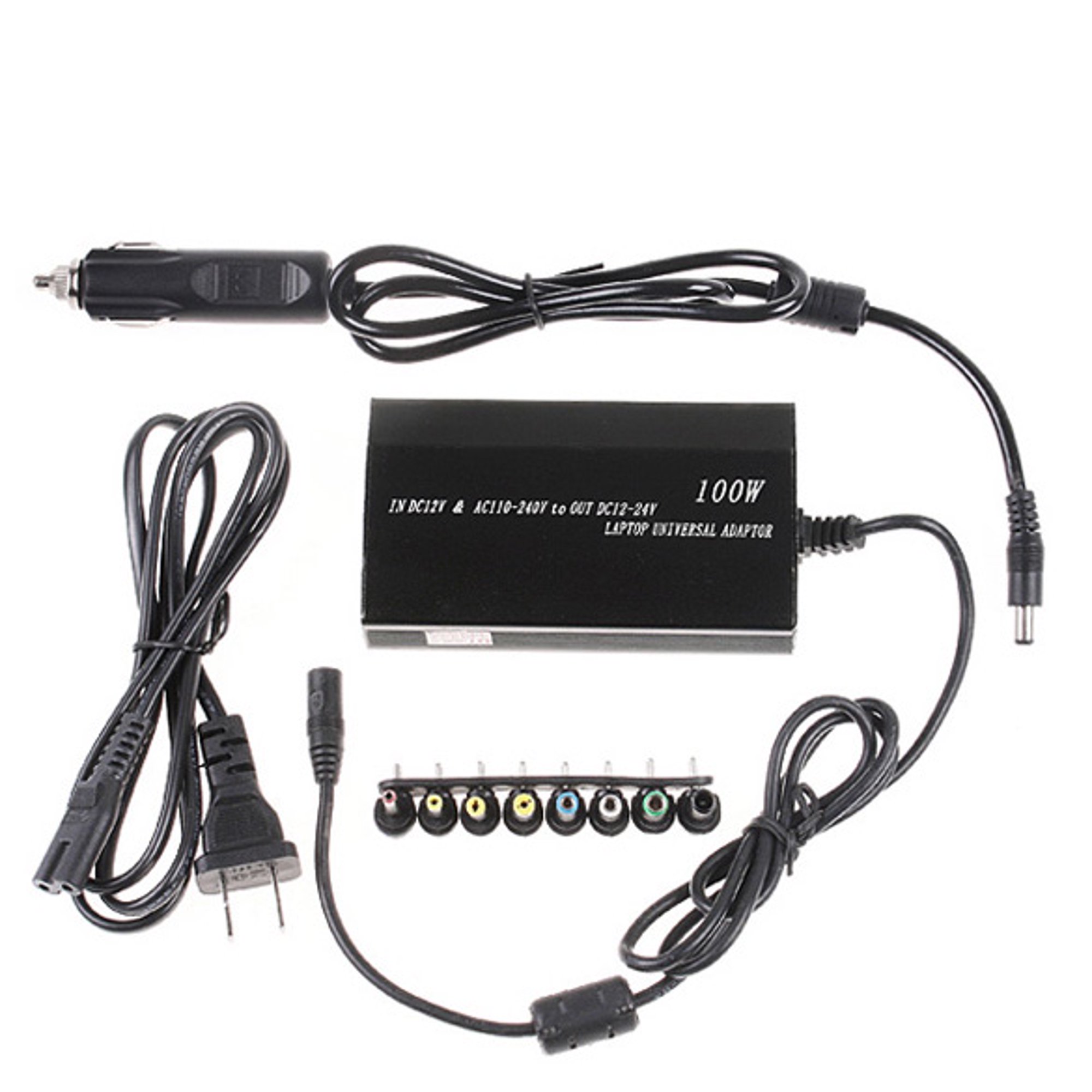 Cargador Universal de Notebook 12-24V 100W + Conector Auto