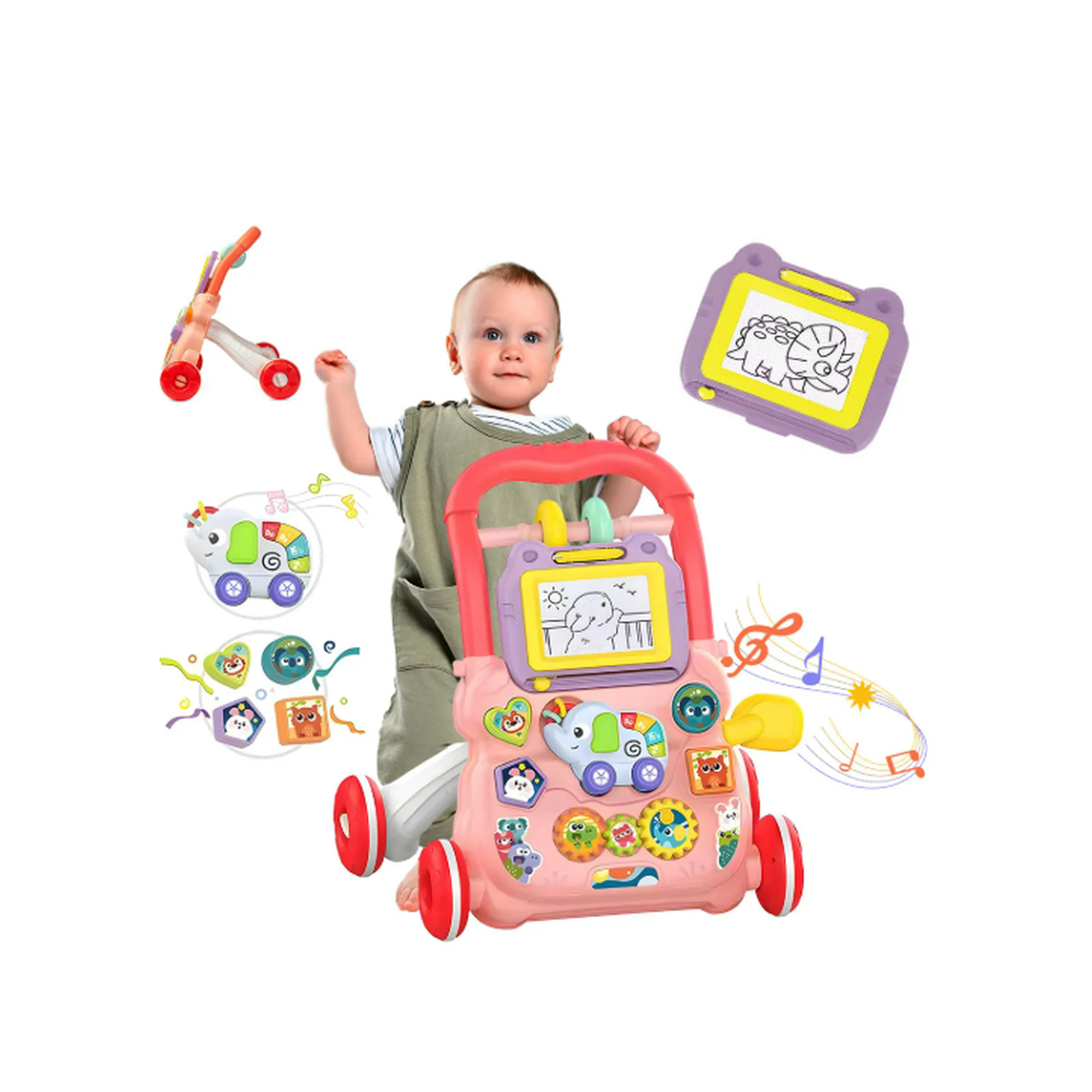 Andadera musical para bebé jugete didáctico color rosa