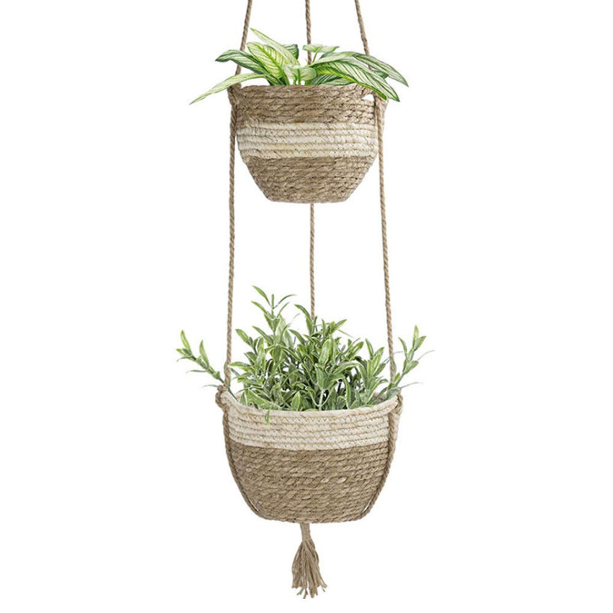  Marcol Cesta colgante para maceta, colgadores de macramé para  plantas de pastos marinos para interiores, cesta natural, cesta colgante  tejida, cesta para interior, jardín, balcón, decoración del hogar : Patio,  Césped