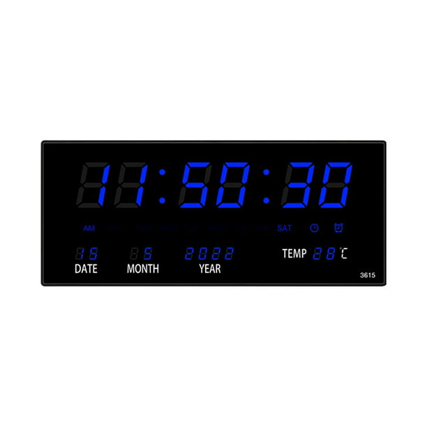 Reloj Pared Digital 3615 LED Rojo Alarma Calendario Fecha