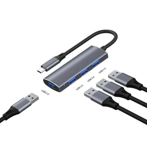 4 puertos USB 3.0 Hub 5Gbps de alta velocidad portátil multi puerto  portátil ligero USB HUB con interruptores individuales/adaptador de  corriente de 5