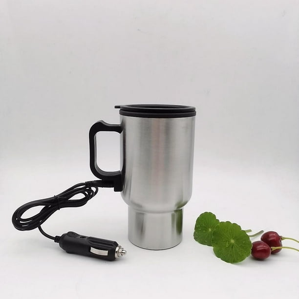 Taza eléctrica de viaje calentada, taza eléctrica de acero inoxidable,  utilizada en el coche para calentar agua, té de café adecuado para viajes  al