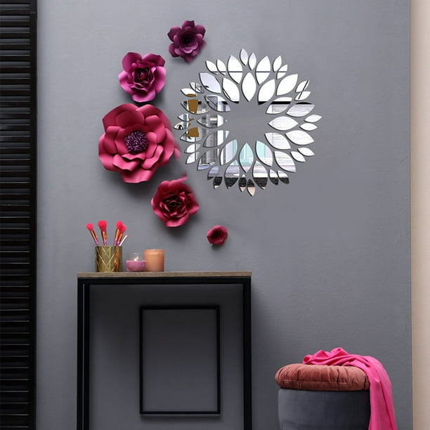  Pegatina de espejo para decoración de baño, decoración de  habitación, pegatinas 3D, de cuerpo completo, con espejo, papel adhesivo en  el papel pintado para paredes en rollos, flores adhesivas, vid, plantas