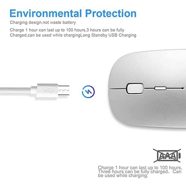 Mouse Bluetooth Recargable - Mouse Inalámbrico Bluetooth Silencioso para PC  Mac Android Windows - Ratón Inalámbrico Recargable : :  Electrónicos