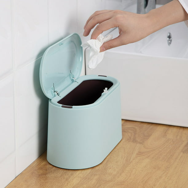  Zanzan - Papelera pequeña de plástico con tapa de resorte para  baños, cuartos de polvo, cocinas, oficinas en el hogar, cestas de basura  (color: verde, tamaño: 6 l/1,5 gal) : Hogar