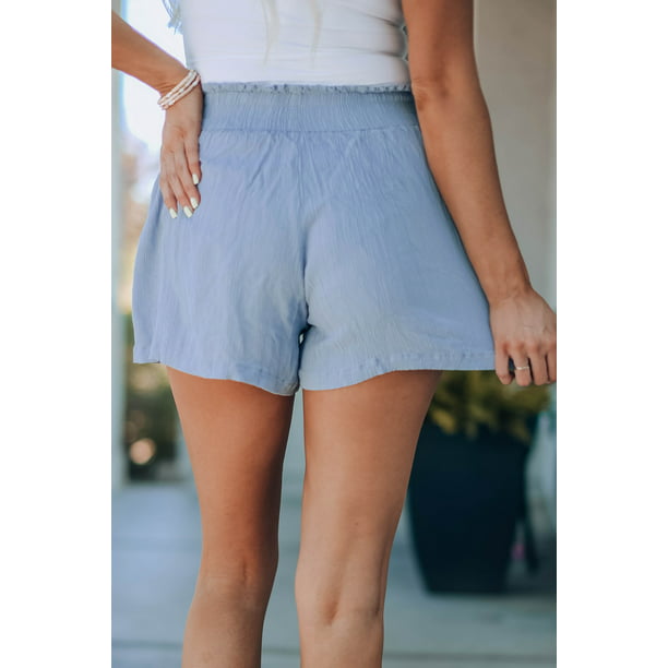 estrés ambición Oxidar ABPHQTO Shorts de cintura alta con fruncido azul cielo para mujer ABPHQTO |  Bodega Aurrera en línea