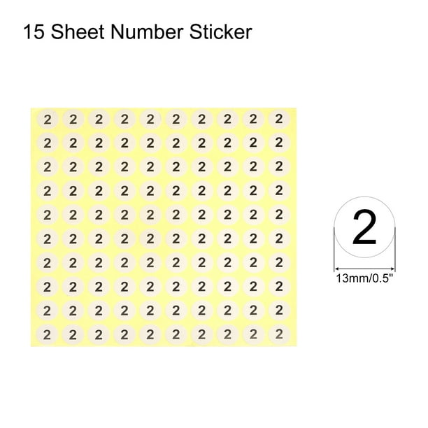 Numeración Pegatinas, Blanco Números Negro 20mm Cuadrado Plástico Etiquetas
