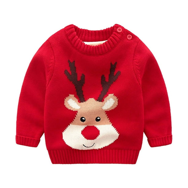 Suéter Para Niños Otoño Invierno Niños Navidad Cuello Redondo Dibujos Animados Clásico Cálido Suéter Rojo Odeerbi LM103-8050 | Walmart en