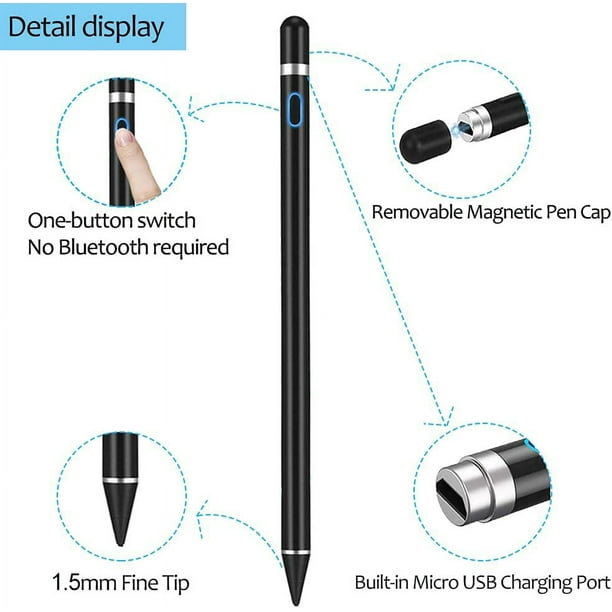 Lápiz óptico activo compatible con pantallas táctiles iOS y Android,  lápices táctiles para pantallas táctiles, lápiz óptico recargable para