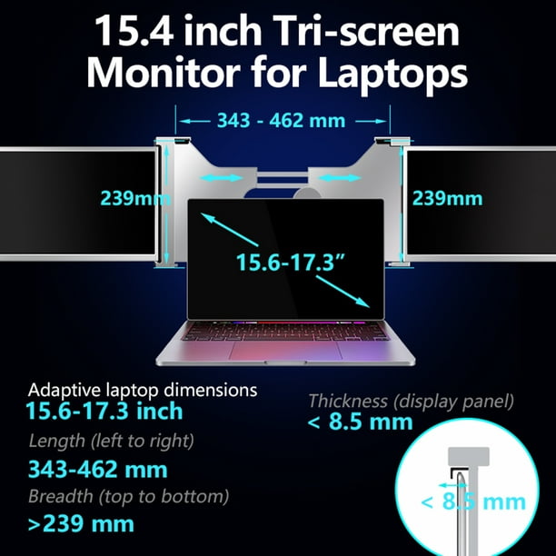 Monitor de Triple pantalla portátil de 15 pulgadas, pantalla de