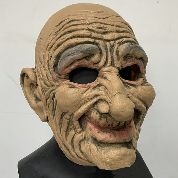Máscara realista de anciano para Halloween, máscaras aterradoras de látex  visible, cubierta para la cabeza, máscara novedosa para disfraz de fiesta