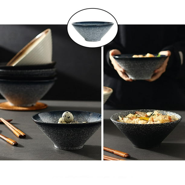 Geiserailie Tazón de cerámica para ramen, cuencos grandes japoneses de 40  onzas con cucharas, palillos y palillos, soporte para Udon, Soba, Pho