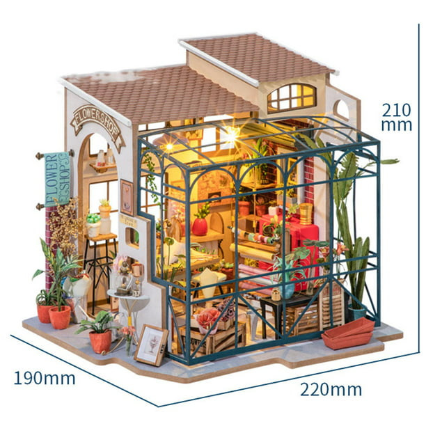 Casa de muñecas en miniatura Muebles Tienda de madera Rompecabezas 3D Juguetes para Tienda de flores perfke casa muñecas en miniatura | Bodega Aurrera en