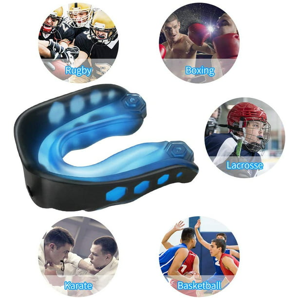 Protector bucal de boxeo deportivo, protector bucal de atletas portátil  para baloncesto fútbol Taekwondo (azul)