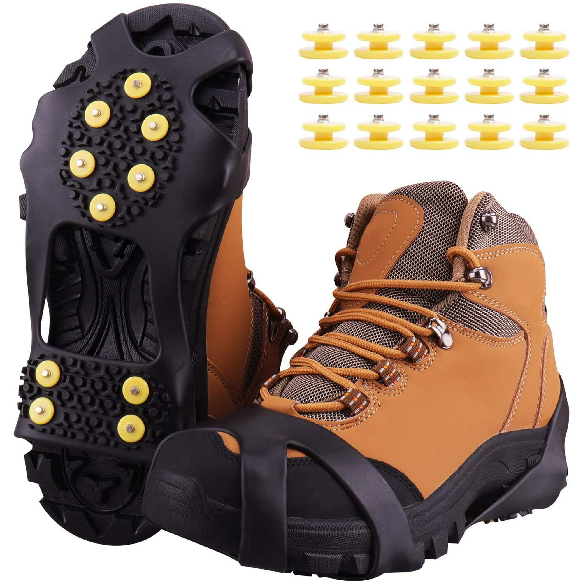 11 de crampones, cubierta de zapatos portátil resistente al desgaste, tacos  de hielo ligeros, empuñaduras de ón para senderismo, caminar Naranja Grande  Macarena Clavos Crampones