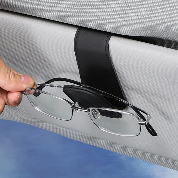 Soporte universal para gafas de coche Clip de gafas de sol de PU para  parasol de coche (negro) Likrtyny