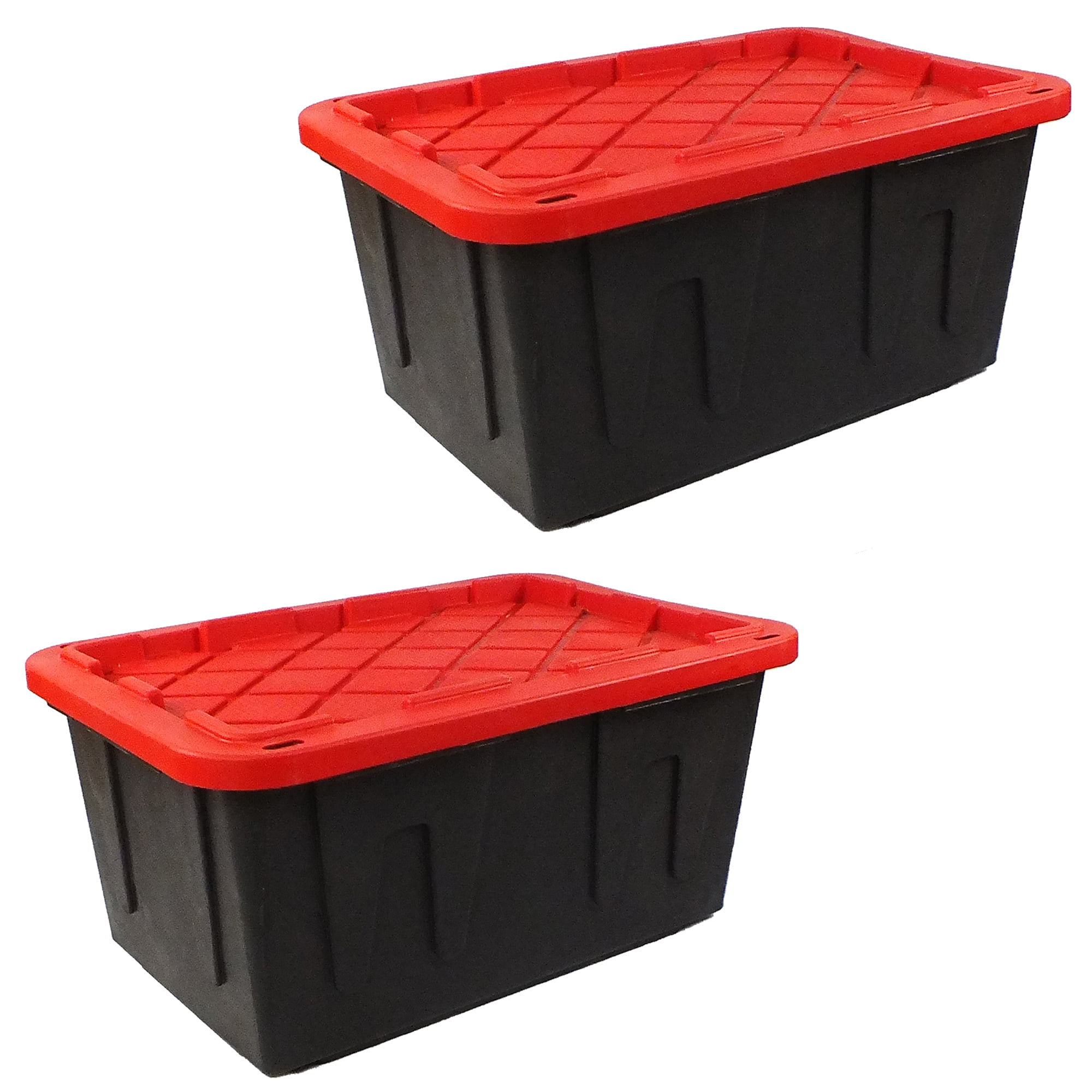 2 Cajas de Plastico Uso Rudo 27 Galones Rojo FoodKeepers Master