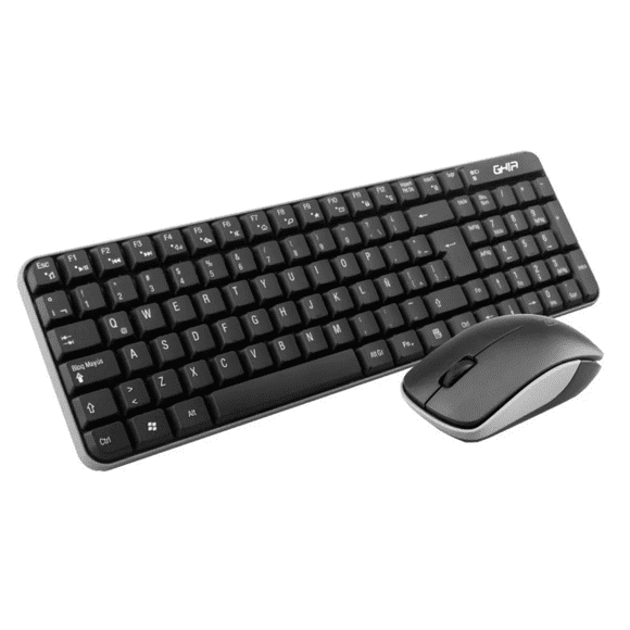 kit de teclado y mouse inalámbrico negro y gris