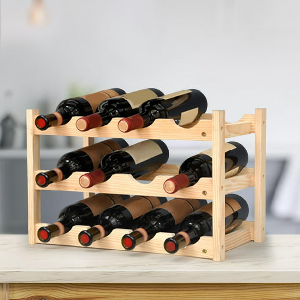Botellero rústico decorativo de madera para 8 botellas con soporte para  vasos