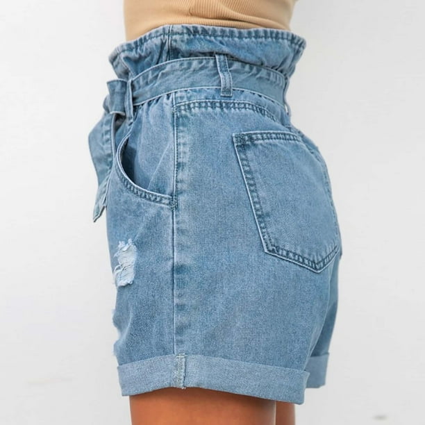 Pantalones Cortos Para Mujer Jean Shorts Moda Casual Jeans Sólidos