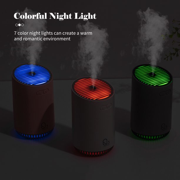 Humidificador de luz de ambiente colorido, humidificador silencioso de alta  capacidad alimentado por USB, humidificador de niebla fría de escritorio