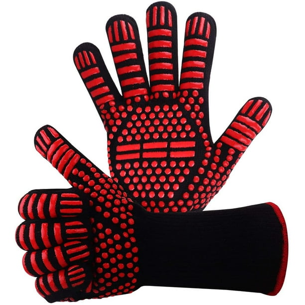 1 Pair 1 par de guantes para barbacoa resistentes al calor, guantes para  horno, protección para manos, guantes para barbacoa