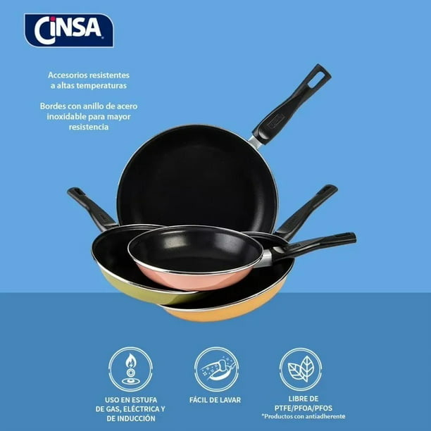 Sartén wok con tapa para inducción acero vitrificado / antiadherent