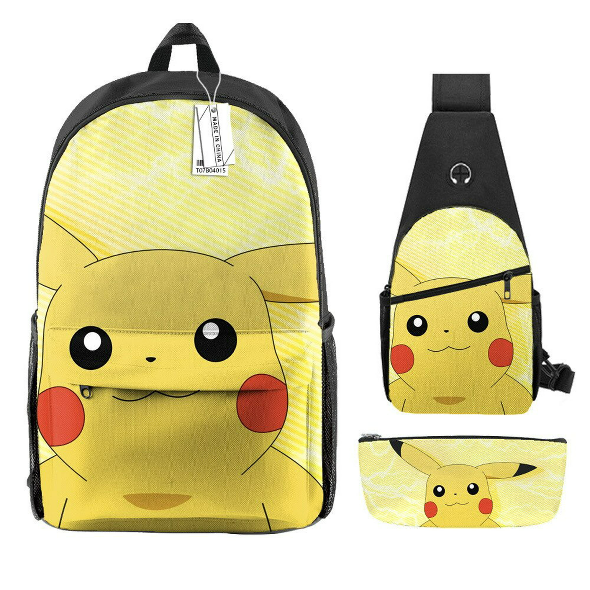 3 unids/set niños Pokemon Pikachu mochila bonita estuche de lápices bolso  cruzado arnés de cojín de aire impermeable protección de la columna  vertebral mochila escolar hola suerte unisex