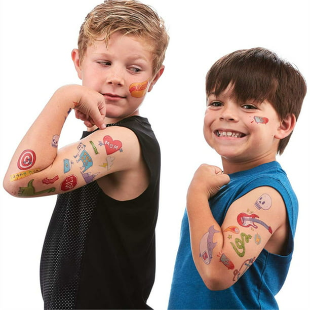 Tatuajes de niños, tatuajes temporales de colores brillantes, : :  Juguetes y juegos
