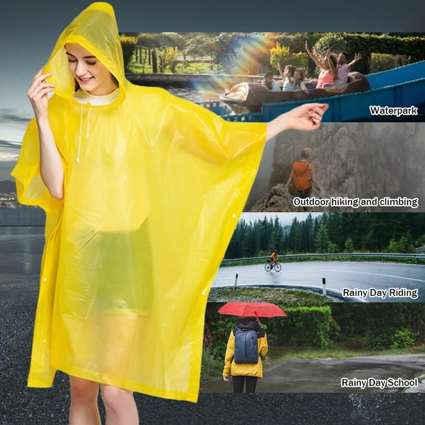 Poncho impermeable con capucha para adultos y adolescentes con bolsillos  para actividades al aire libre, chaqueta impermeable