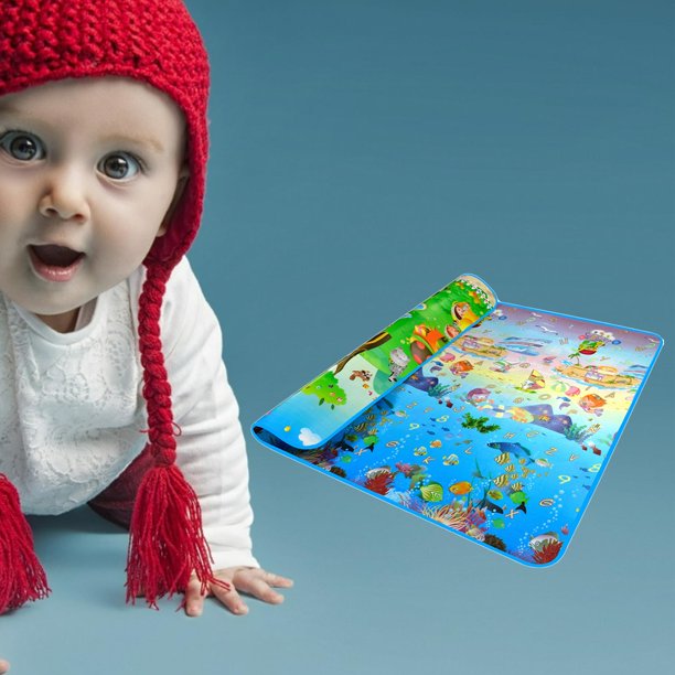 Alfombra de juego para bebé plegable, reversible, libre de BPA,  impermeable, gruesa, de algodón PE, para bebé Vehículos marinos perfke  Alfombras de juego para niños pequeños