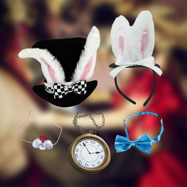 Conjunto de disfraz de de Pascua Disfraz Diadema Accesorios para la nariz  Reloj Disfraz de 5 piezas Hugo disfraz de conejo