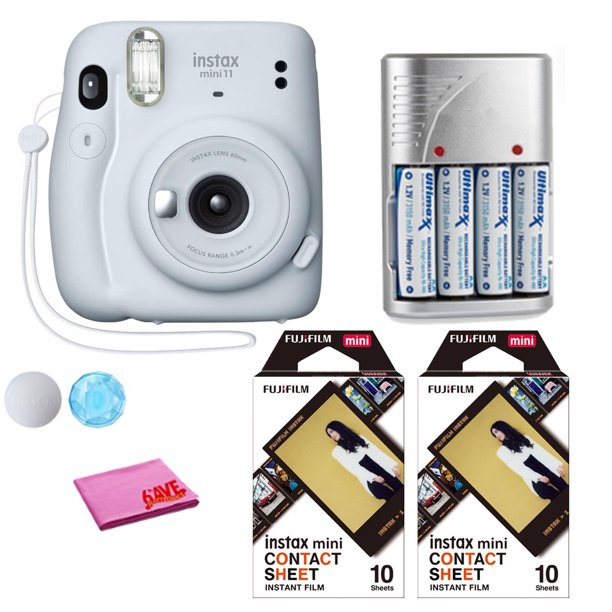 Fujifilm Cámara Instax Mini 12 de película instantánea azul pastel,  Fujifilm Instax Mini Twin Pack de película instantánea 20 impresiones,  funda