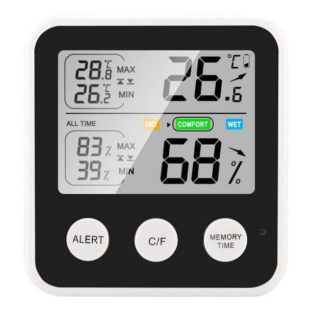 Termómetro higrómetro para interiores y exteriores, estación meteorológica  inalámbrica, monitor de temperatura y humedad alimentada por batería