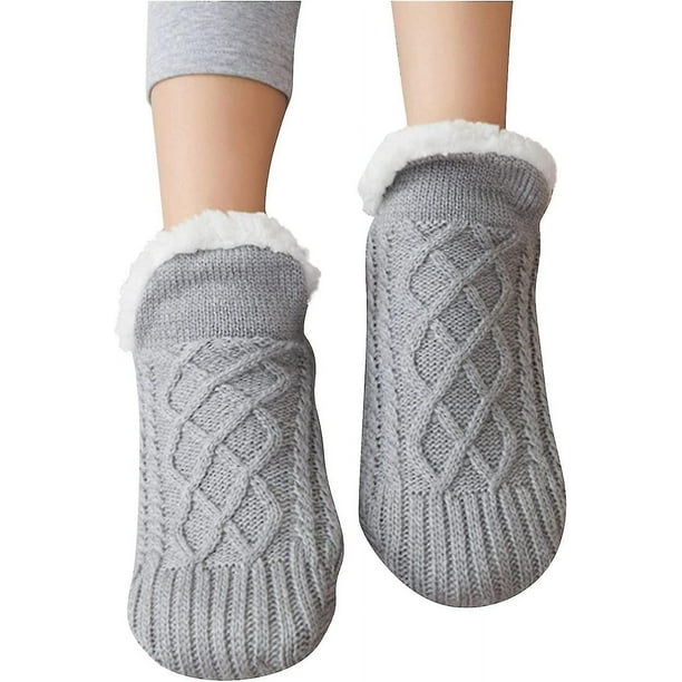 Calcetines de lana con cubierta de calcetín, calcetines de suelo  engrosados, calcetines de invierno para el hogar para mujeres adultas