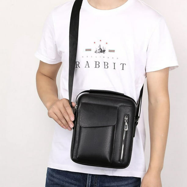Bolso casual para hombre, mochila cruzada con un solo hombro, bolso  portátil para hombre (negro)