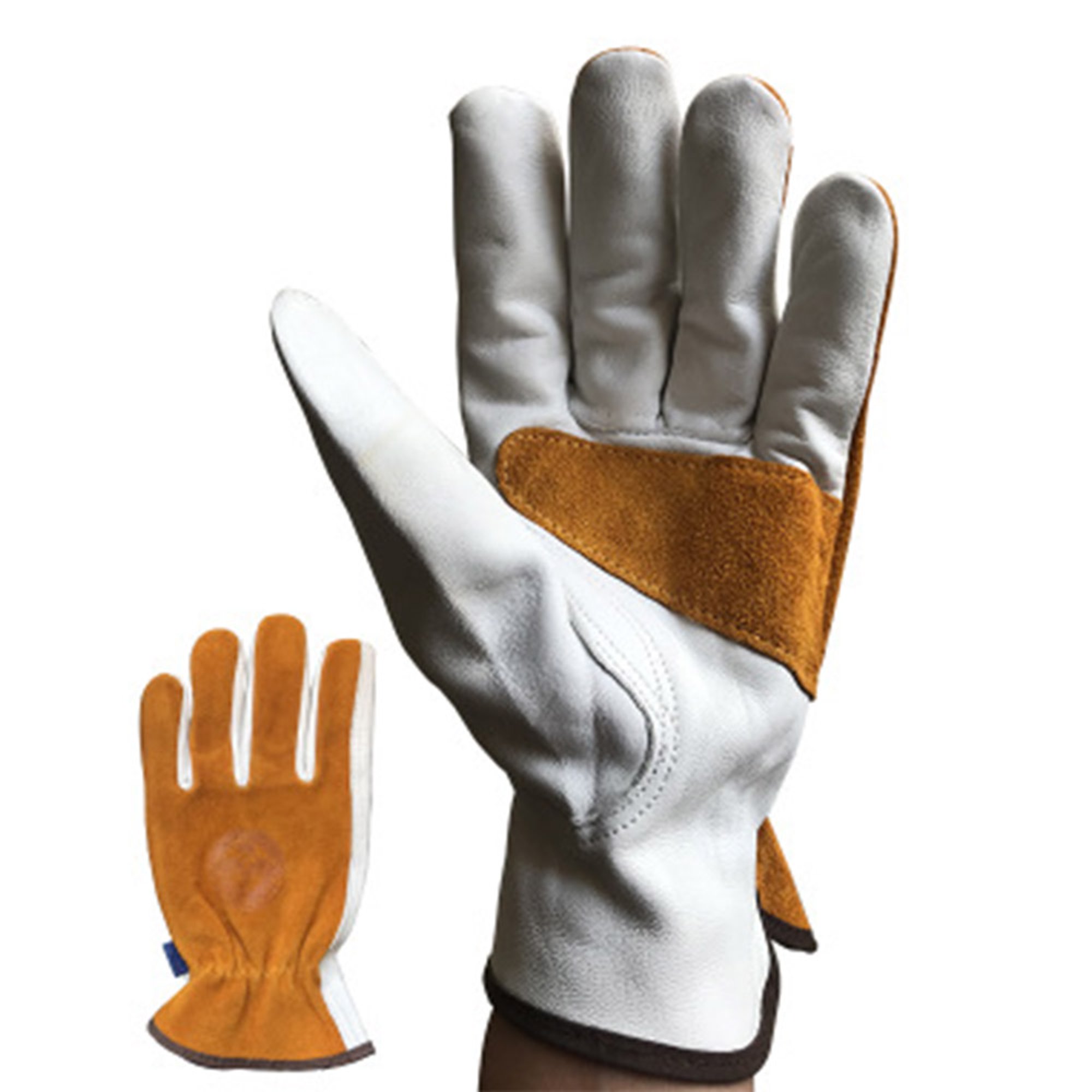 Guantes de trabajo de cuero para jardinería, corte, construcción,  motocicleta, granja, hombres y mujeres, guantes de trabajo de piel de vaca  (muñeca