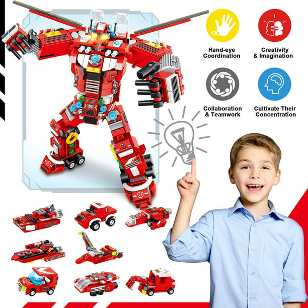 Juguetes de construcción de robots para niños de 6 7 8 9 10 años de edad,  836 piezas de juguetes creativos de bloques de camiones de construcción, 35  en 1 tallo, ladrillos