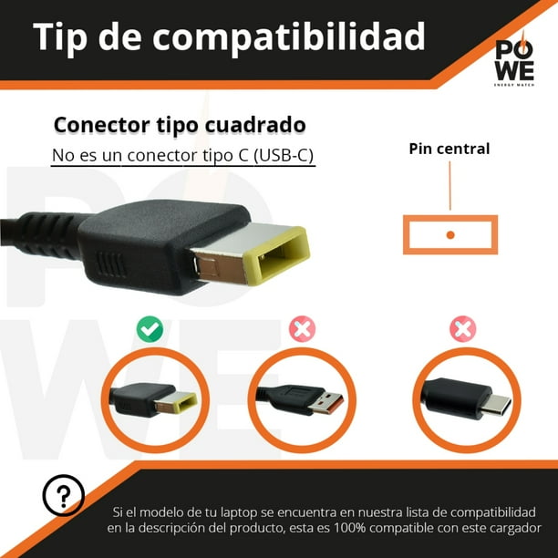 Cargador  Lenovo USB-C 65W AC Adapter(CE), 100-240 V, Negro