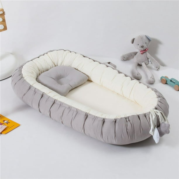Cama nido de bebé con almohada, cuna portátil de viaje, cuna de algodón,  parachoques, 85x45cm - AliExpress