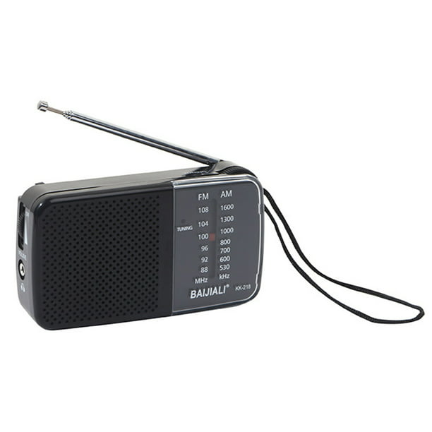 Mini radio AM/FM Radio de emergencia de banda de onda completa con pilas AA  (KK218 negro) Tmvgtek Para estrenar
