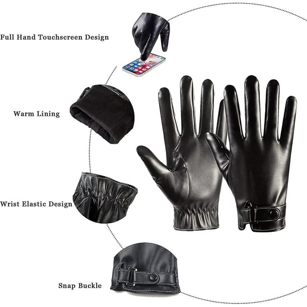 Guantes Cuero Hombre Invierno Pantalla Táctil