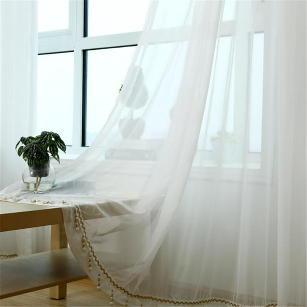  Cortinas transparentes para ventana de baño de 89 pulgadas de  largo, paneles de cortina de gasa transparente con ojales para dormitorio y  sala de estar, cortinas traslúcidas ligeras y aireadas, juego 