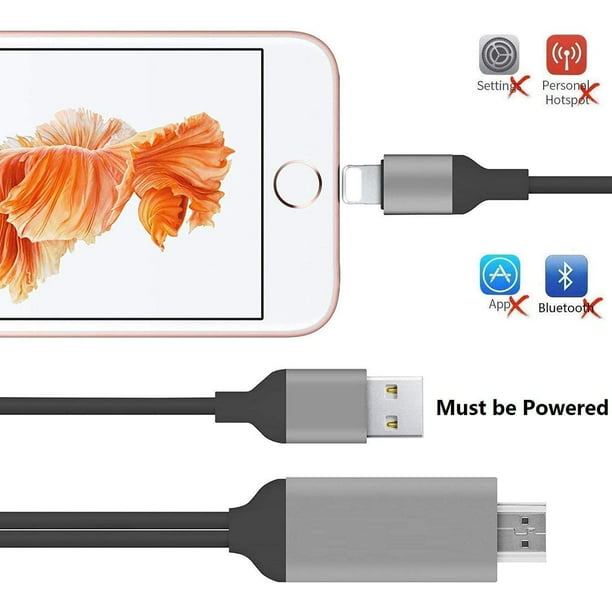 Adaptador Lightning a HDMI, convertidor digital AV HDMI con certificado MFi  de Apple con puerto de carga Lightning para iPhone