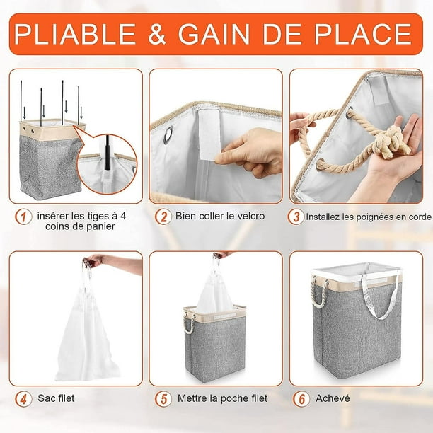 2 Cestos Ropa Sucia Plegable, Cubo Colada Rectangular con Tapa